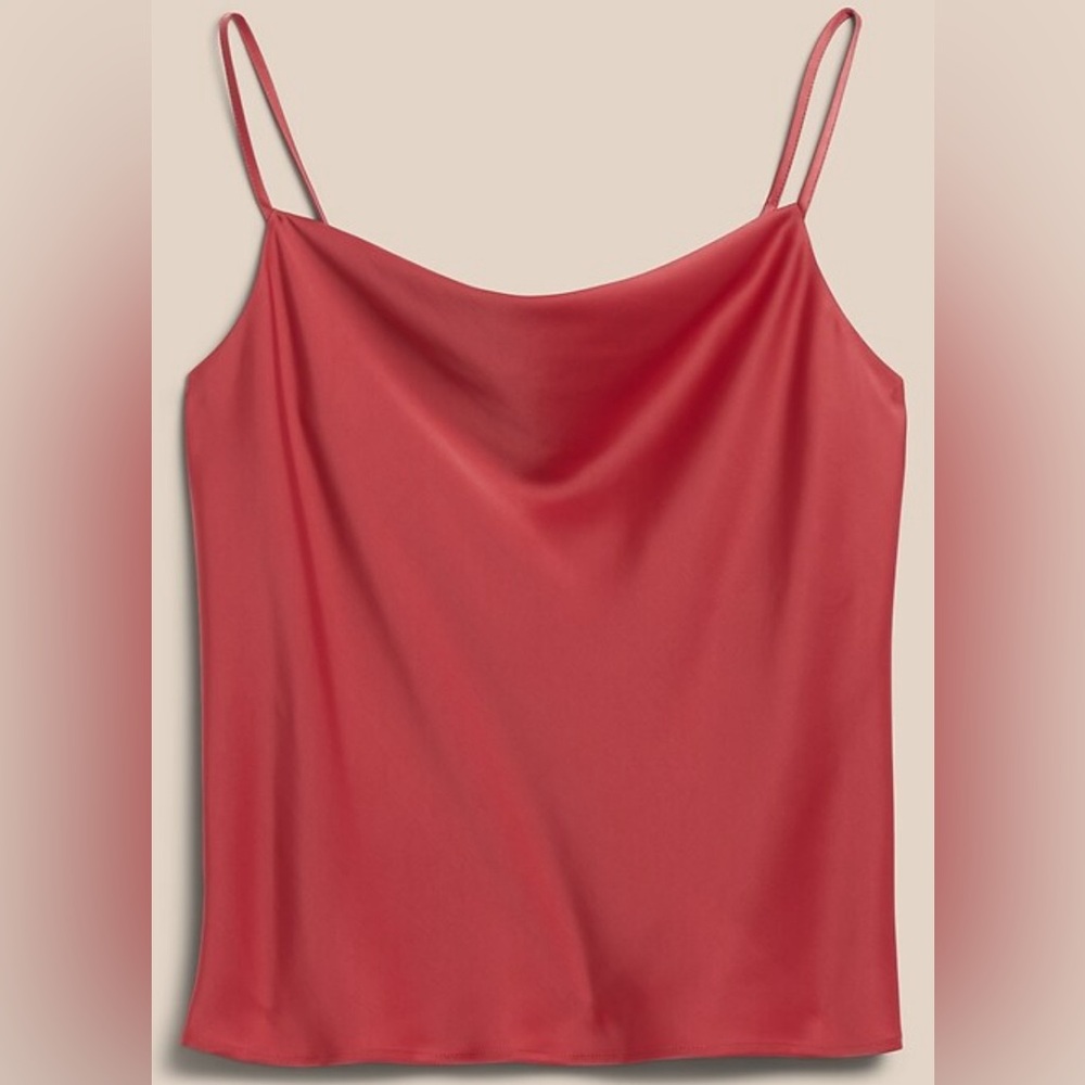 Banana Republic Satin Cowl Neck Tank Top Salmon Coral Pink Extra Small